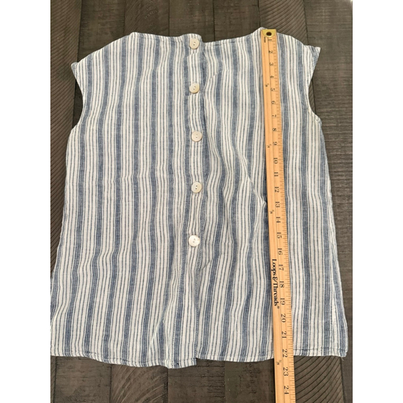 Max Studio Linen Blend Button-Back Striped Sleeveless Top Women’s Size M - Picture 5 of 7